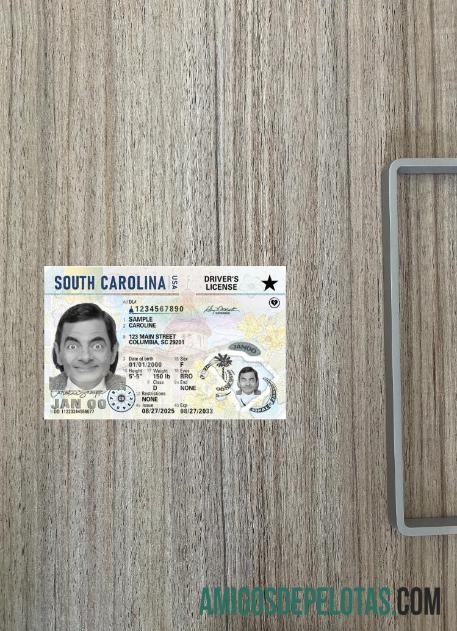 Carteira de motorista dos EUA na Carolina do Sul 2025 presente fotolook frente amostra